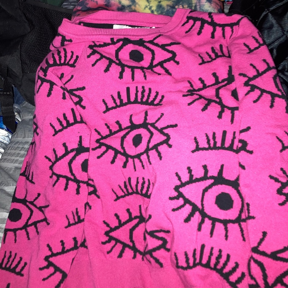 Lizette Pink Eye Pattern Sweater